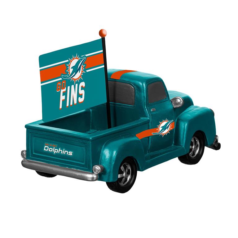 MIAMI DOLPHINS 9" RALLY TRUCK GARDEN STATUE WITH FLAG