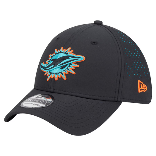 MIAMI DOLPHINS BLACK NIGHT 39THIRTY FLEX FIT HAT - BLACK