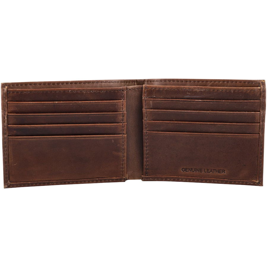 MIAMI DOLPHINS BROWN BI-FOLD LEATHER WALLET