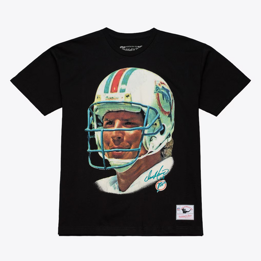 MIAMI DOLPHINS DAN MARINO MEN'S MITCHELL & NESS REAL BIG FACE T-SHIRT - BLACK