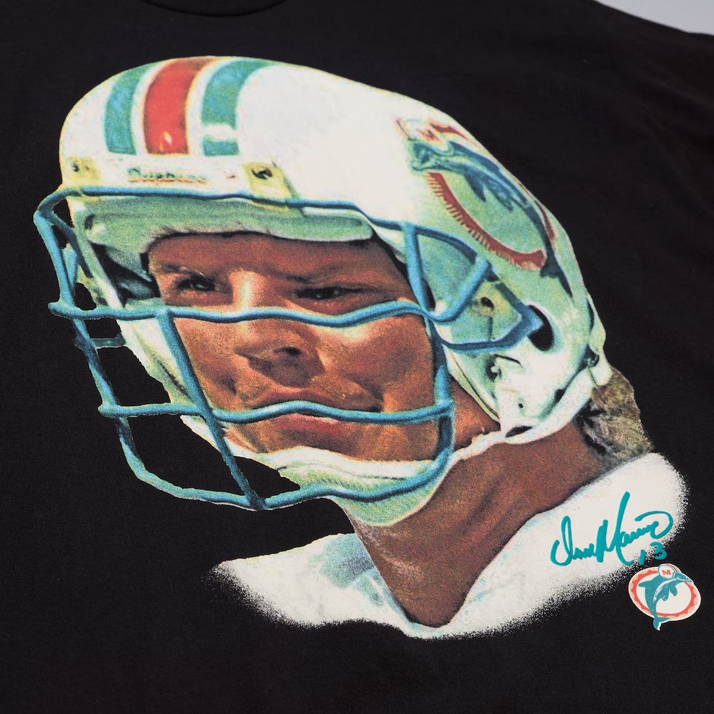 MIAMI DOLPHINS DAN MARINO MEN'S MITCHELL & NESS REAL BIG FACE T-SHIRT - BLACK