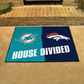 MIAMI DOLPHINS / DENVER BRONCOS HOUSE DIVIDED 34" X 42.5" MAT