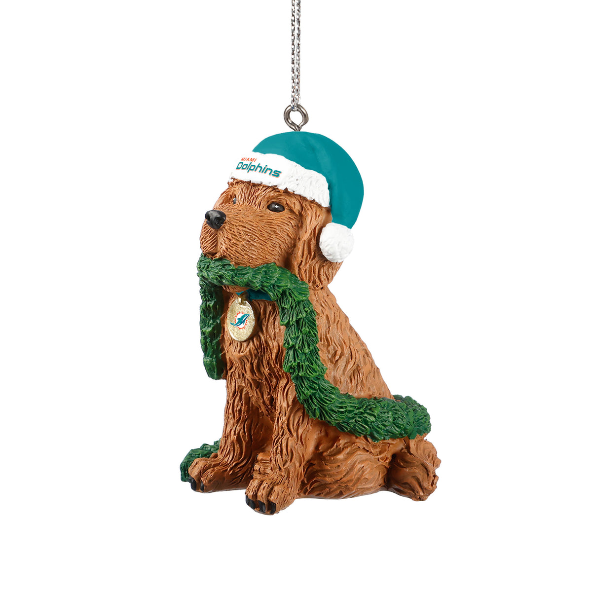 MIAMI DOLPHINS DOG WITH GARLAND ORNAMENT
