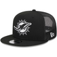 MIAMI DOLPHINS EVERGREEN TRUCKER 9FIFTY SNAPBACK HAT - BLACK/WHITE