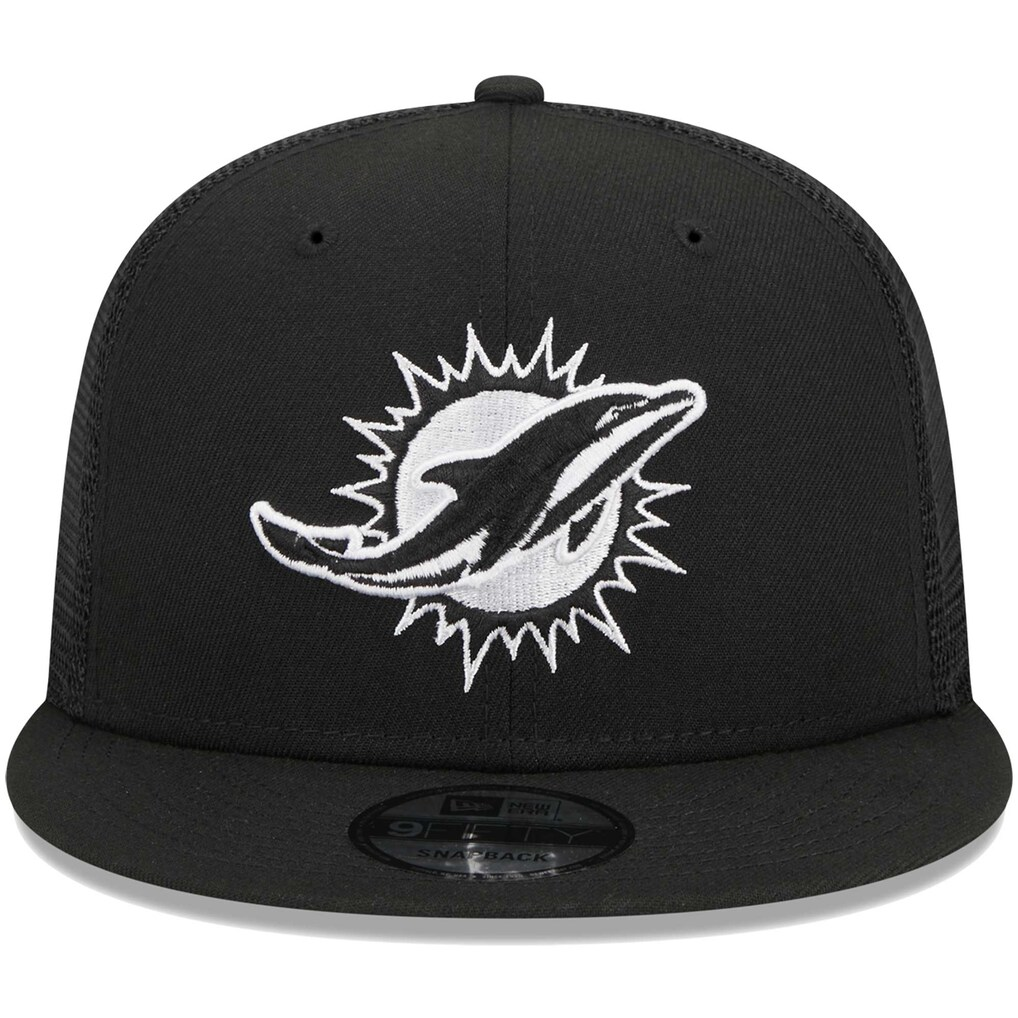 MIAMI DOLPHINS EVERGREEN TRUCKER 9FIFTY SNAPBACK HAT - BLACK/WHITE
