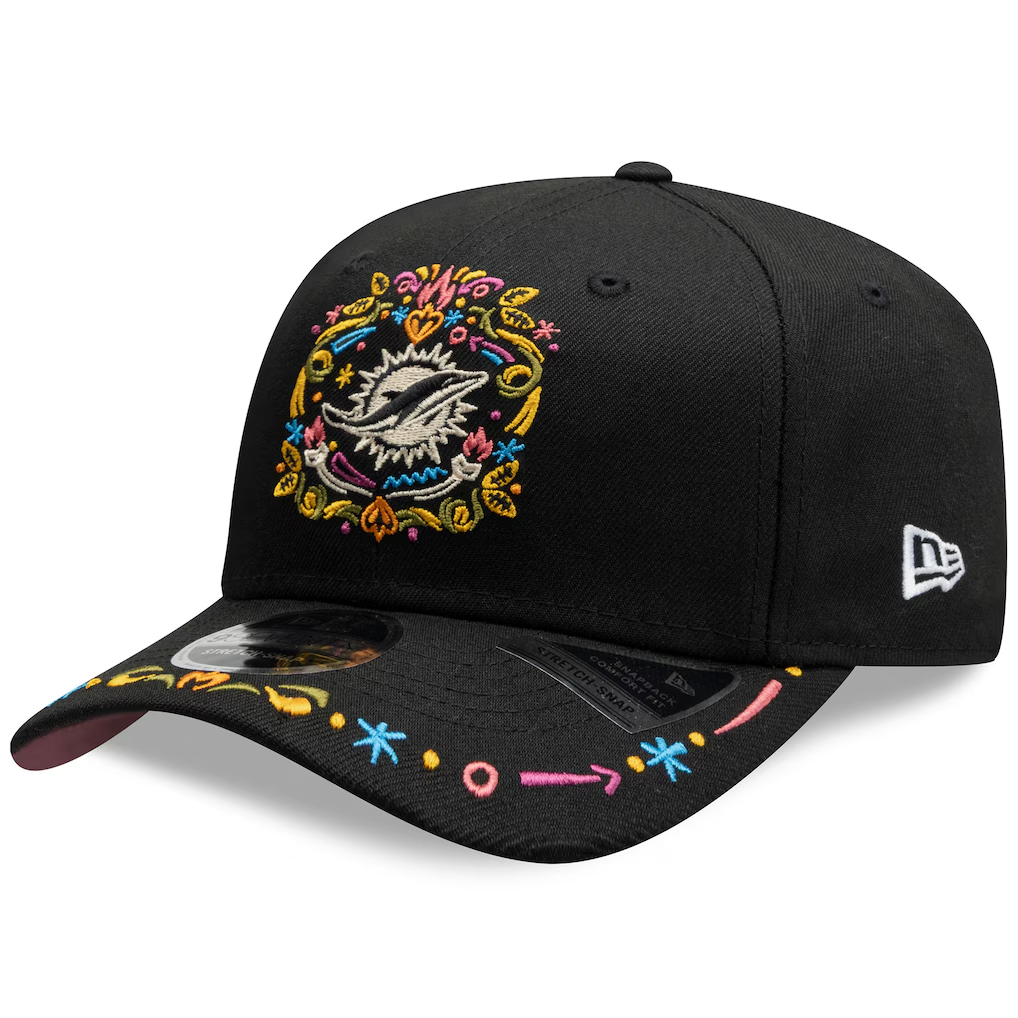 MIAMI DOLPHINS HASTA LA MUERTE 9SEVENTY STRETCH-SNAP HAT - BLACK