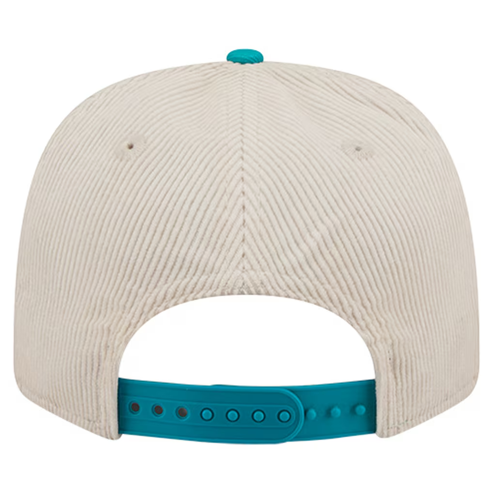 MIAMI DOLPHINS LOYAL CORDUROY 9SEVENTY STRETCH-SNAP ADJUSTABLE HAT - CHROME WHITE/AQUA