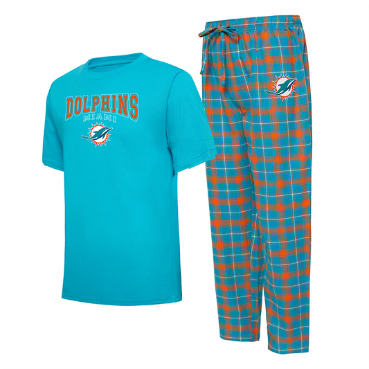 MIAMI DOLPHINS MEN'S ARTIC T-SHIRT & FLANNEL PANT SET