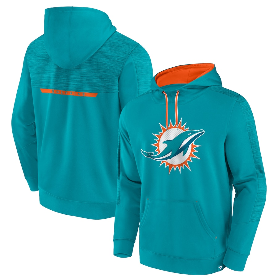 MIAMI DOLPHINS MEN'S DEFENDER EVO PULLOVER HOODED SWEATSHIRT