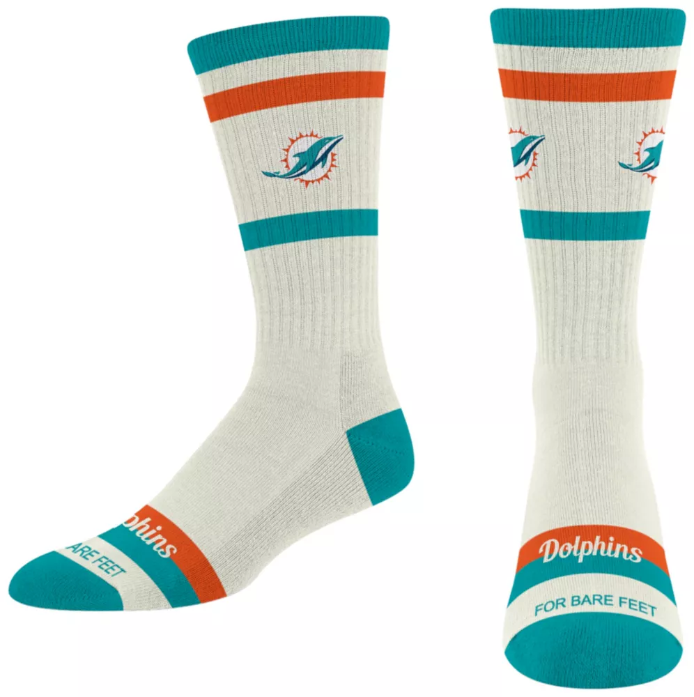 MIAMI DOLPHINS MEN'S STRIPED FAME SOCKS - CREAM