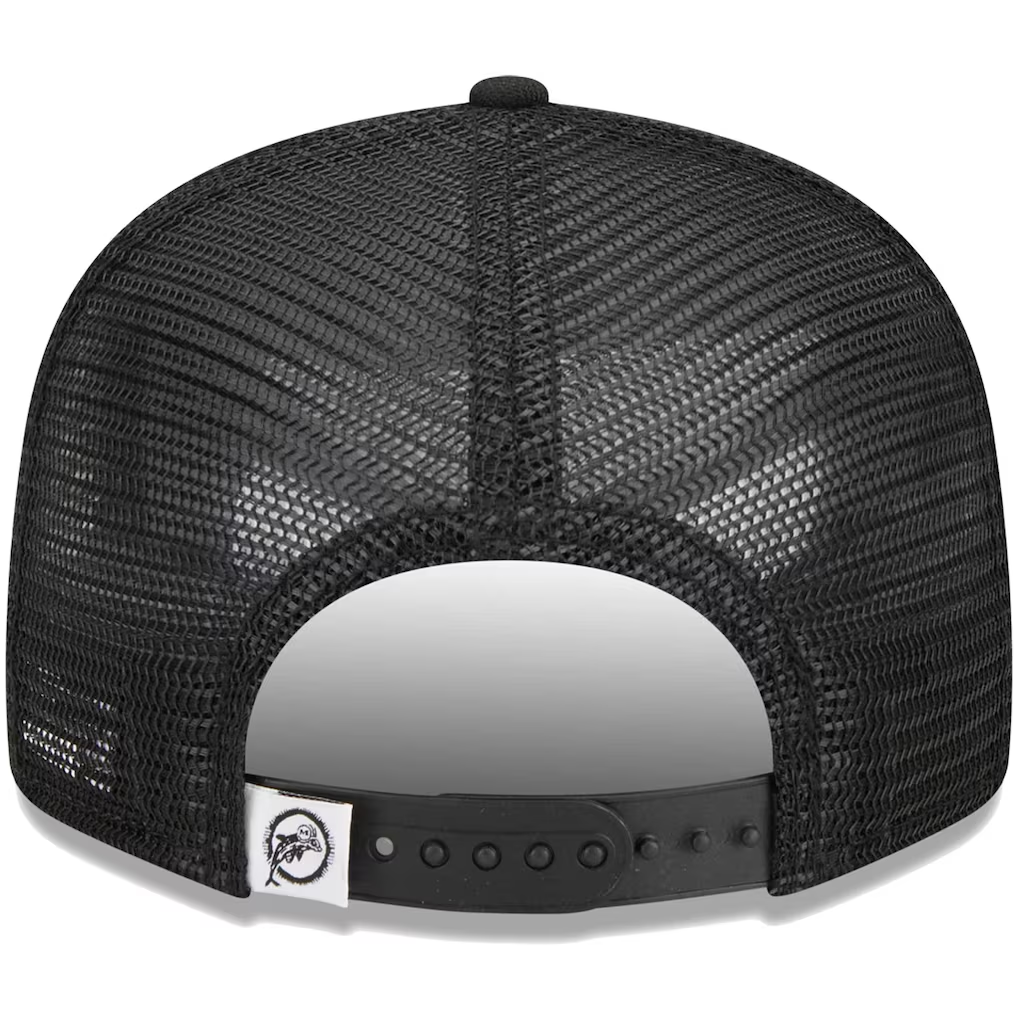 MIAMI DOLPHINS RETRO EVERGREEN TRUCKER 9FIFTY SNAPBACK HAT - BLACK/WHITE