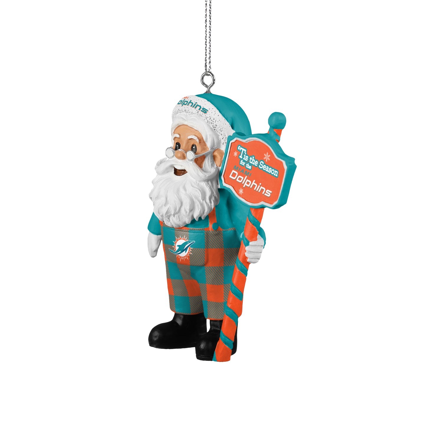 MIAMI DOLPHINS SANTA OVERALLS ORNAMENT