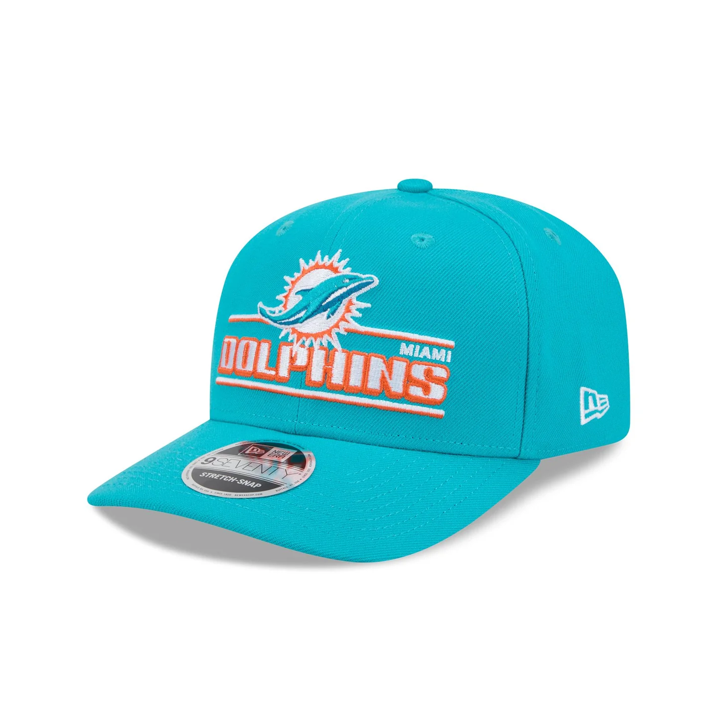 MIAMI DOLPHINS STATED 9SEVENTY STRETCH-SNAP ADJUSTABLE HAT - AQUA