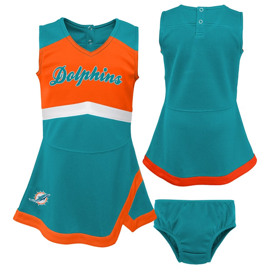 MIAMI DOLPHINS TODDLER CHEER CAPTAIN SET WITH BLOOMERS