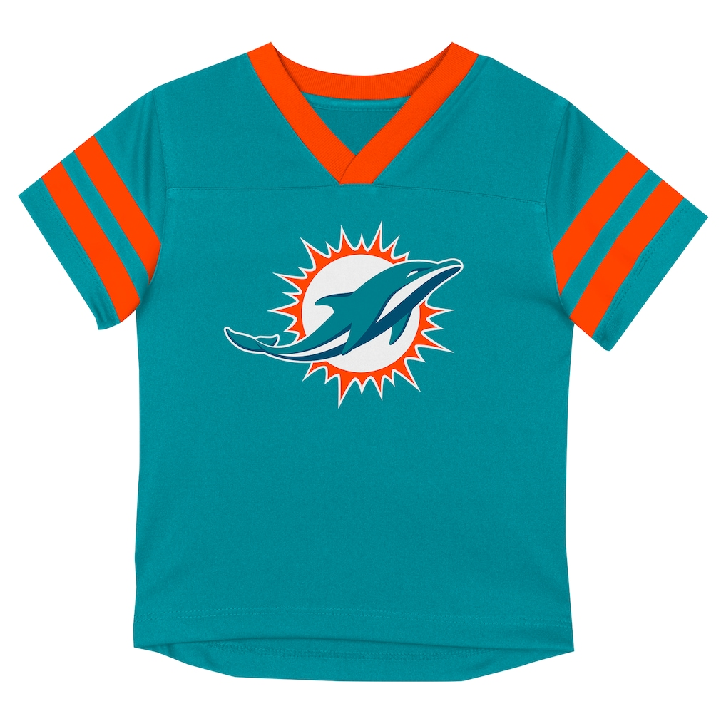 MIAMI DOLPHINS TODDLER OUTERSTUFF RED ZONE T-SHIRT & PANT SET - AQUA/ORANGE