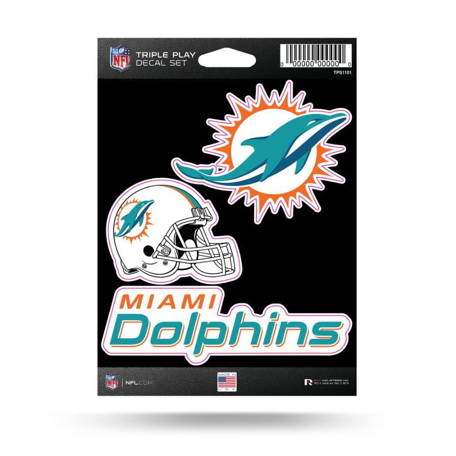 MIAMI DOLPHINS TRIPLE PLAY DECAL SET