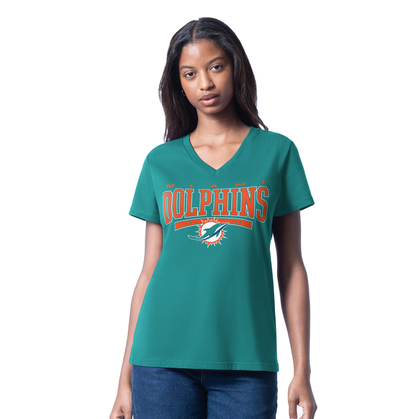 MIAMI DOLPHINS WOMEN'S G-III 4HER BY CARL BANKS CHEER DANCE II T-SHIRT - AQUA