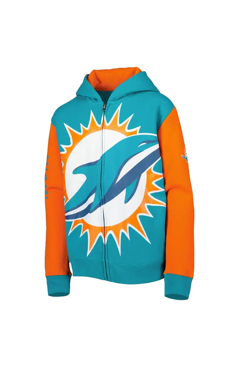 MIAMI DOLPHINS YOUTH POSTER BOARD FULL -ZIP HOODED SWEATSHIRT