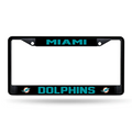 MIAMI DOLPHNS BLACK CHROME METAL LICENSE PLATE FRAME