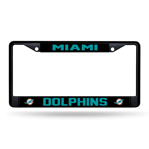 MIAMI DOLPHNS BLACK CHROME METAL LICENSE PLATE FRAME