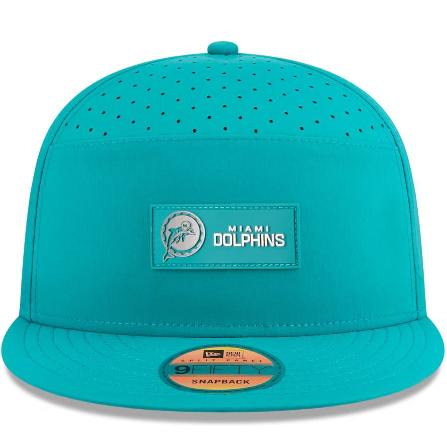 MIAMI DOLPINS YOUTH 2025 NFL SIDELINE 9FIFTY SPLIT SNAPBACK HAT - AQUA