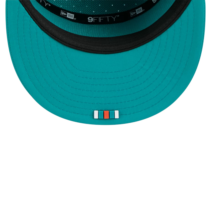 MIAMI DOLPINS YOUTH 2025 NFL SIDELINE 9FIFTY SPLIT SNAPBACK HAT - AQUA