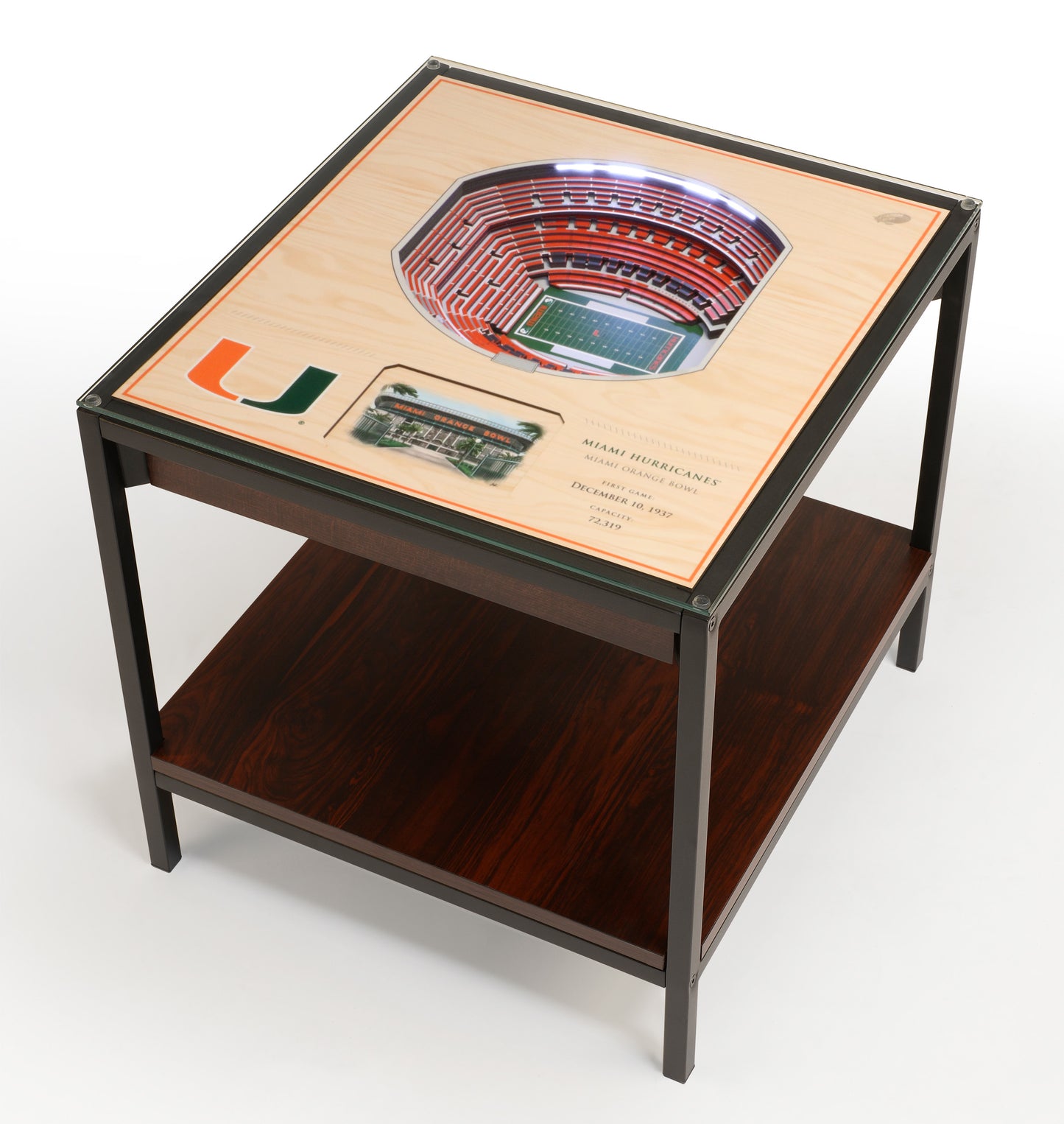 MIAMI HURRICANES 25 LAYER 3D STADIUM LIGHTED END TABLE