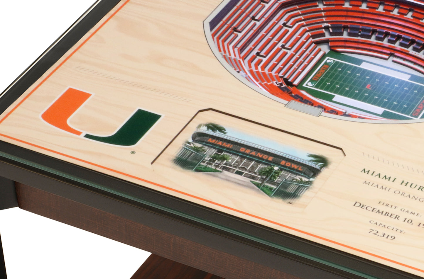 MIAMI HURRICANES 25 LAYER 3D STADIUM LIGHTED END TABLE