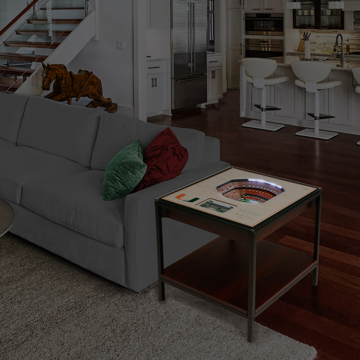 MIAMI HURRICANES 25 LAYER 3D STADIUM LIGHTED END TABLE