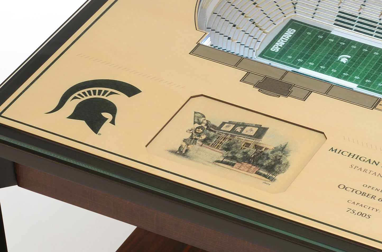 MICHIGAN STATE SPARTANS 25 LAYER 3D STADIUM LIGHTED END TABLE