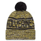 MICHIGAN WOLVERINES 2025 SIDELINE COLD WEATHER CUFFED KNIT WITH POM - GOLD