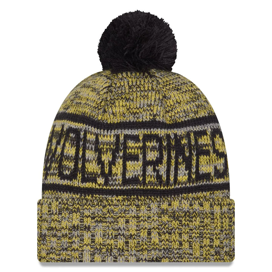 MICHIGAN WOLVERINES 2025 SIDELINE COLD WEATHER CUFFED KNIT WITH POM - GOLD