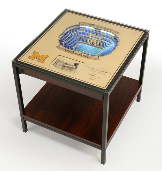 MICHIGAN WOLVERINES 25 LAYER 3D STADIUM LIGHTED END TABLE