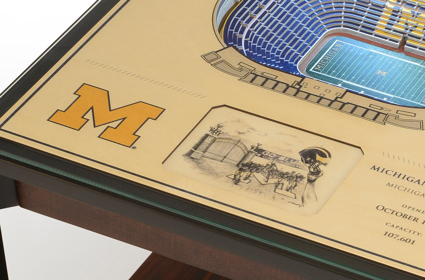 MICHIGAN WOLVERINES 25 LAYER 3D STADIUM LIGHTED END TABLE