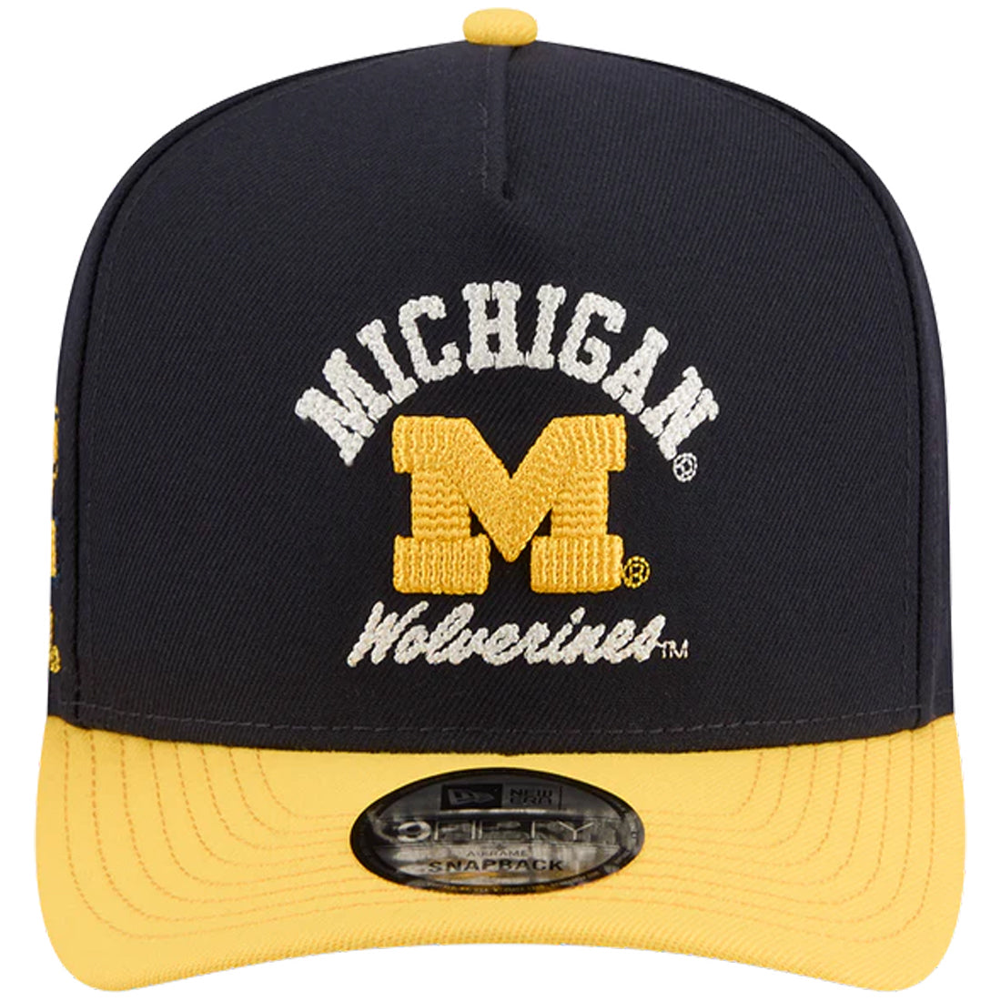 MICHIGAN WOLVERINES ARCHED 9FIFTY A-FRAME SNAPBACK HAT - NAVY/GOLD