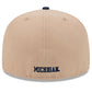 MICHIGAN WOLVERINES TWO-TONE EVERGREEN BASIC 59FIFTY FITTED HAT - CAMEL/NAVY
