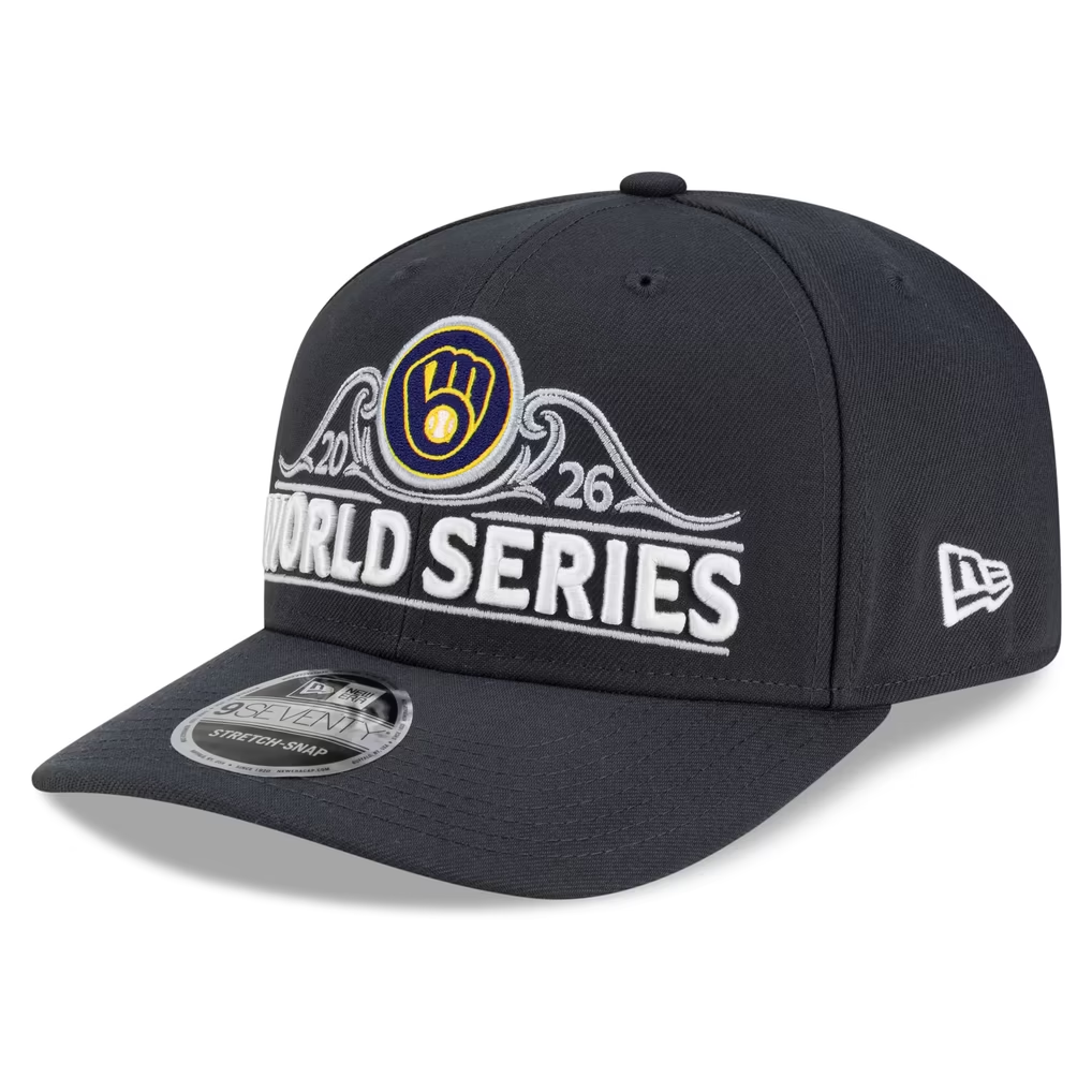 MILWAUKEE BREWERS 2026 NLCS CHAMPIONS LOCKER ROOM 9SEVENTY STRETCH-SNAPBACK HAT - CHARCOAL