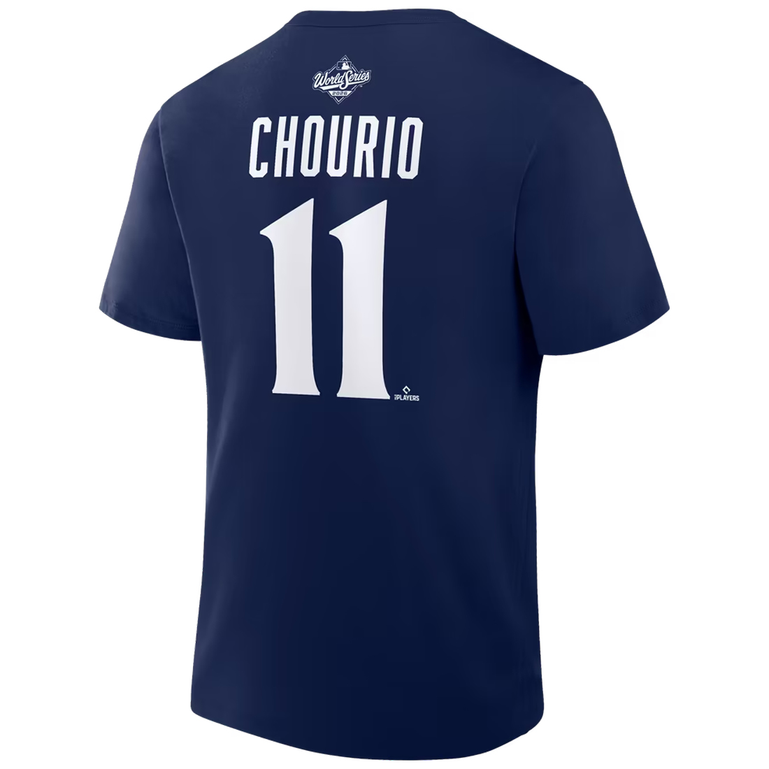 MILWAUKEE BREWERS JACKSON CHOURIO MEN'S FANATICS 2026 WORLD SERIES NAME AND NUMBER T-SHIRT - BLUE