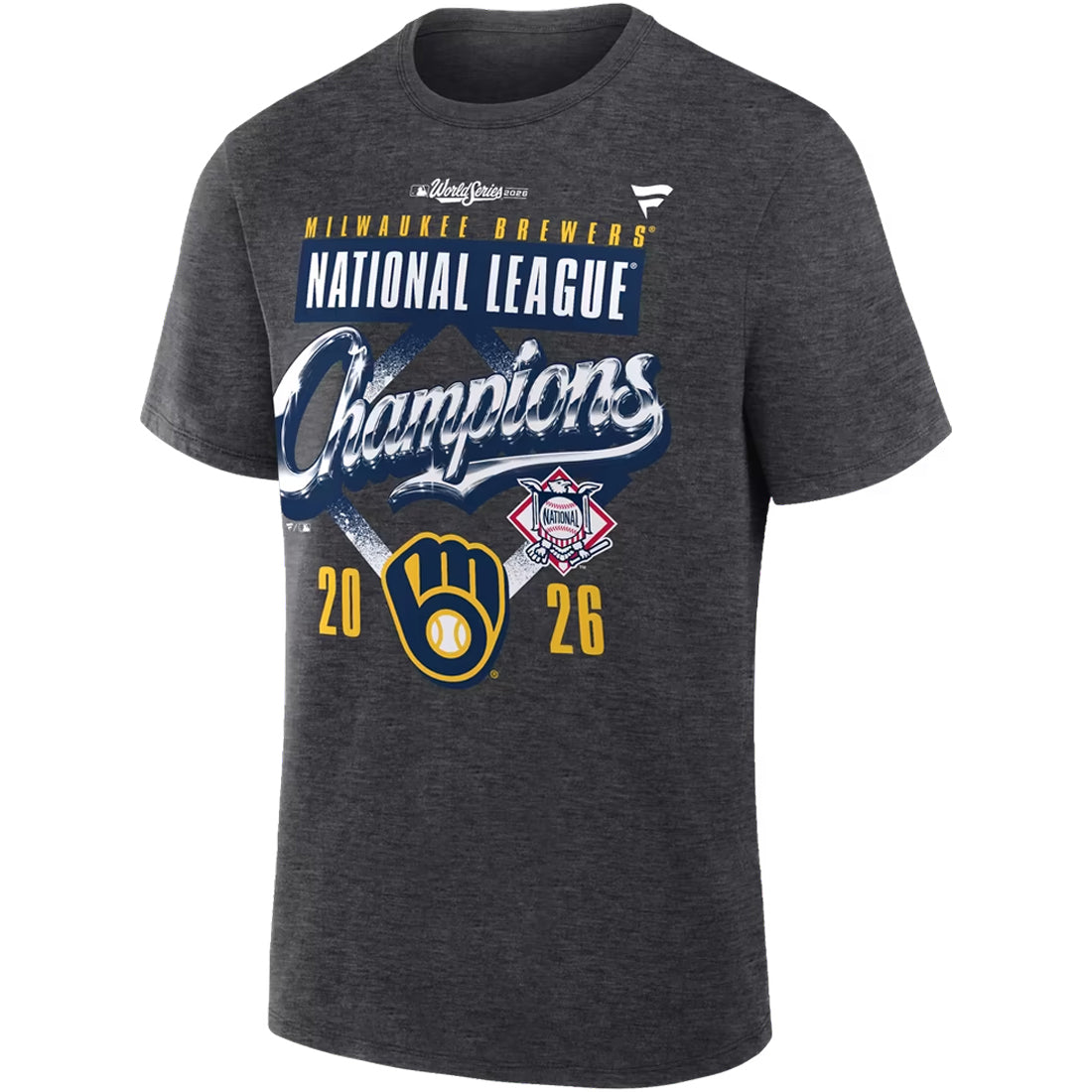 MILWAUKEE BREWERS MEN'S FANATICS 2026 NLCS CHAMPIONS LOCKER ROOM T-SHIRT - CHARCOAL