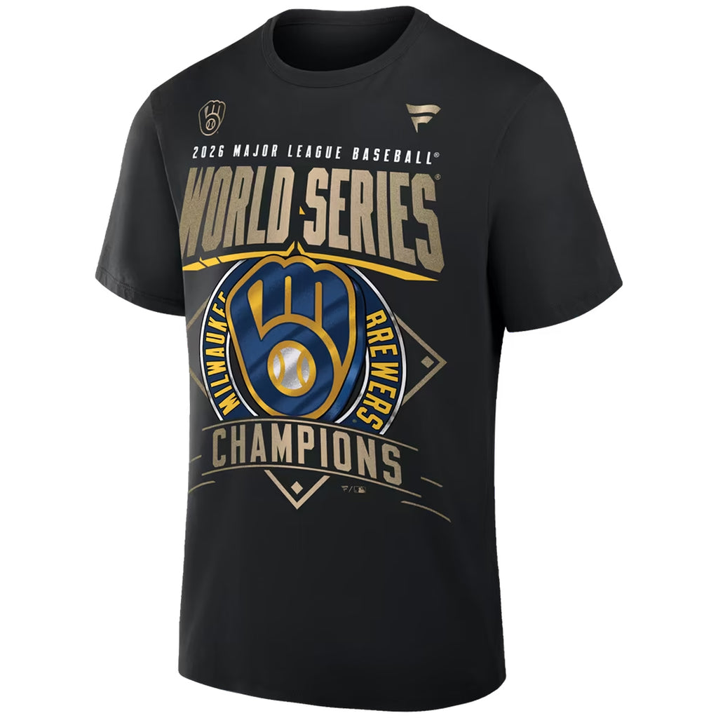 MILWAUKEE BREWERS MEN'S FANATICS BRANDED APPAREL 2026 WORLD SERIES LOCKER ROOM AUTHENTIC T-SHIRT - BLACK