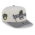 MILWAUKEE BREWERS NEW ERA 2026 MLB WORLD SERIES CHAMPIONS PARADE 9FORTY A-FRAME ADJUSTABLE HAT - CREAM/GREY