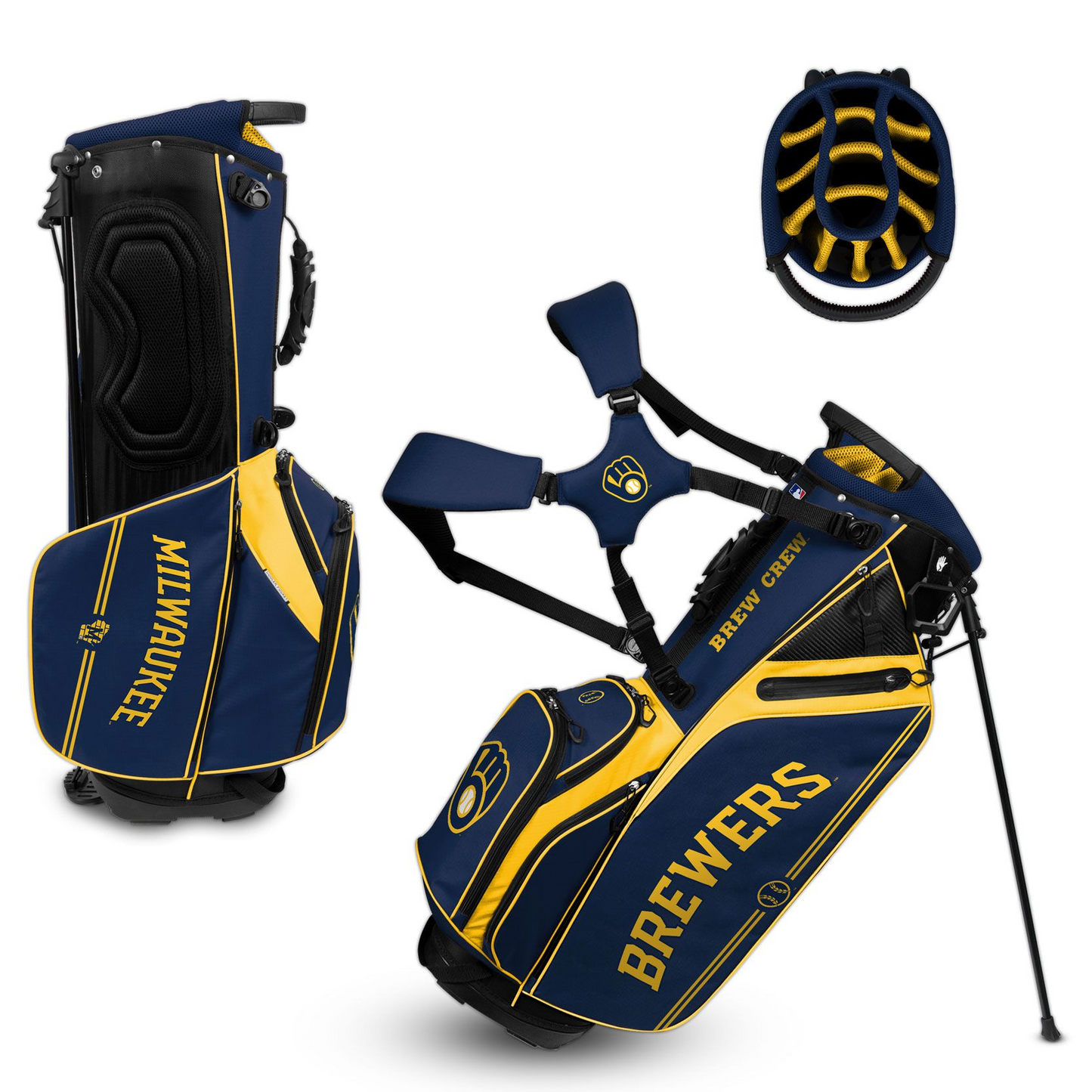 MILWAUKEE BREWERS TEAM EFFORT CADDIE CARRY HYBRID GOLF BAG