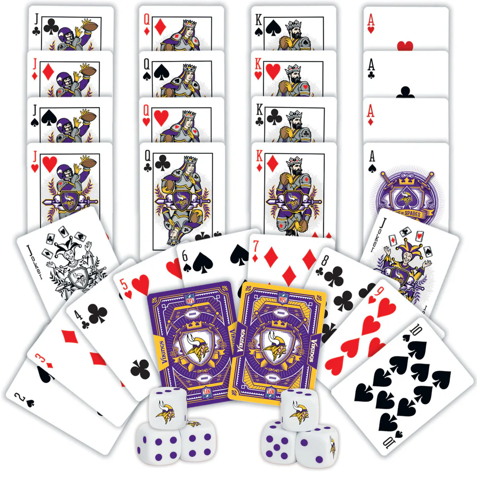 MINNESOTA VIKINGS 2PK JUEGO DE TARJETAS Y DADOS