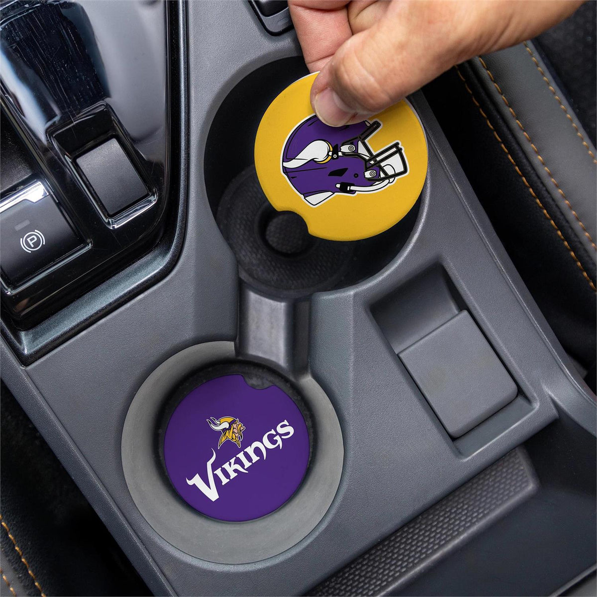 MINNESOTA VIKINGS 2-PIECE CAR COASTER SET