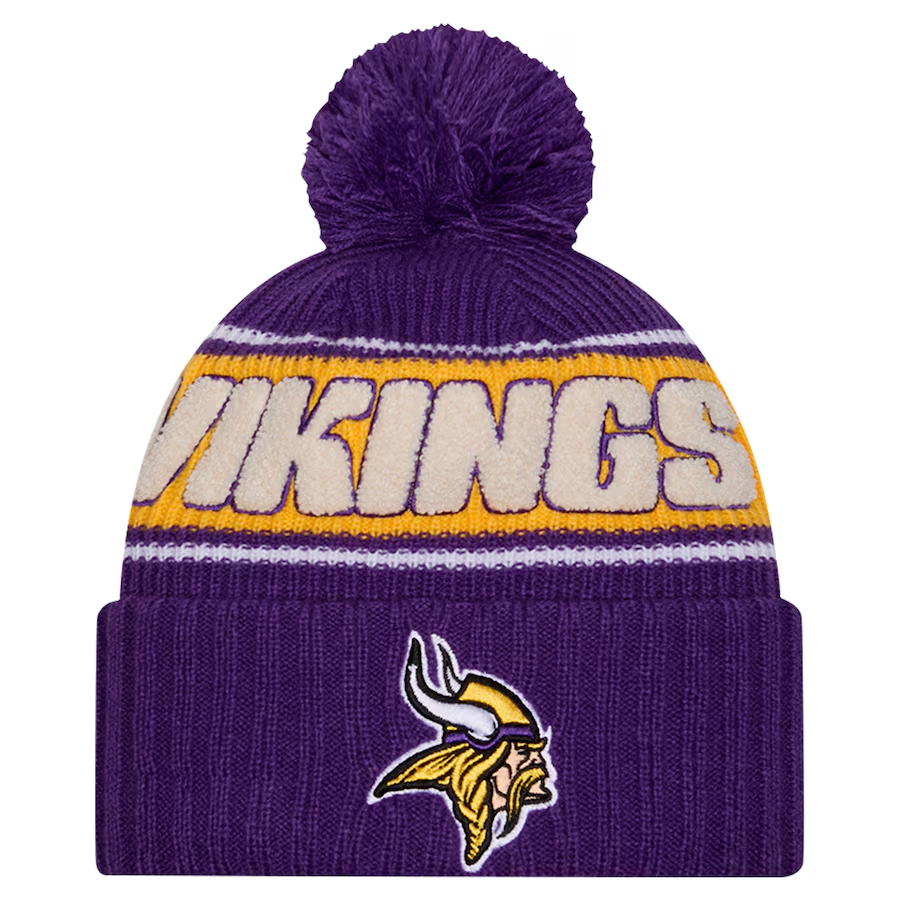MINNESOTA VIKINGS 2024 NFL SIDELINE CUFFED KNIT BEANIE WITH POM
