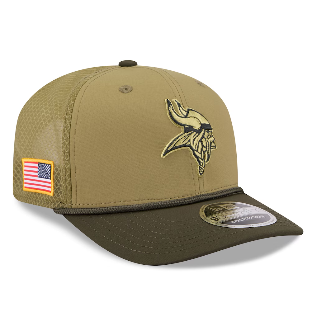 MINNESOTA VIKINGS 2025 NFL SALUTE TO SERVICE 9SEVENTY ADJUSTABLE HAT - GREEN