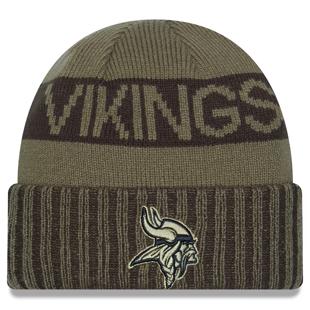 MINNESOTA VIKINGS 2025 NFL SALUTE TO SERVICE CUFFED KNIT BEANIE - DARK GREEN