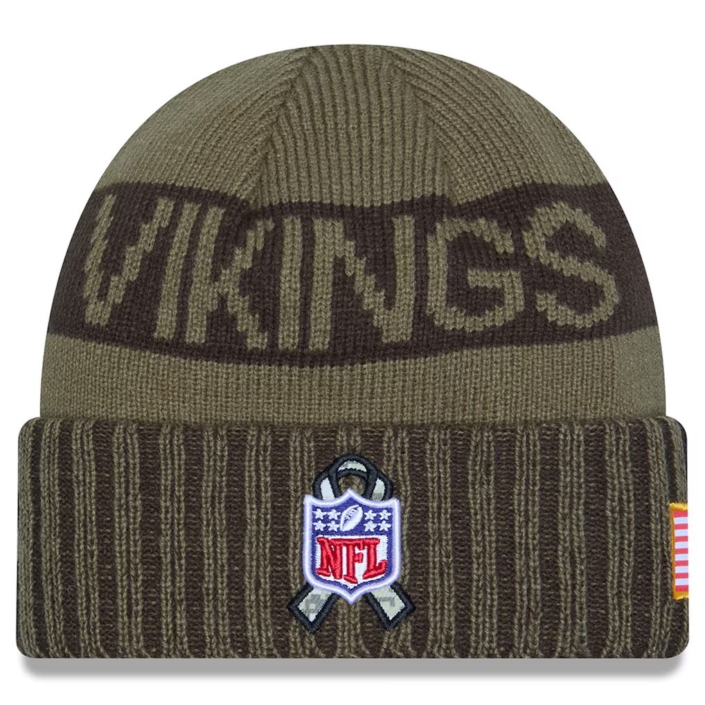 MINNESOTA VIKINGS 2025 NFL SALUTE TO SERVICE CUFFED KNIT BEANIE - DARK GREEN