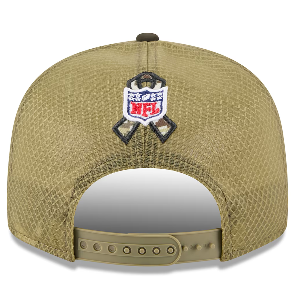 MINNESOTA VIKINGS 2025 NFL SALUTE TO SERVICE SPLIT PANEL 9FIFTY SNAPBACK HAT - DARK GREEN