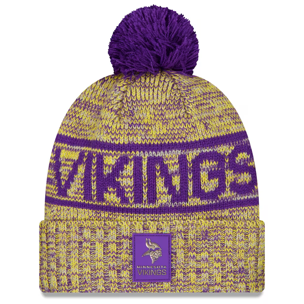 MINNESOTA VIKINGS 2025 NFL SIDELINE COLD WEATHER CUFFED KNIT WITH POM - GOLD
